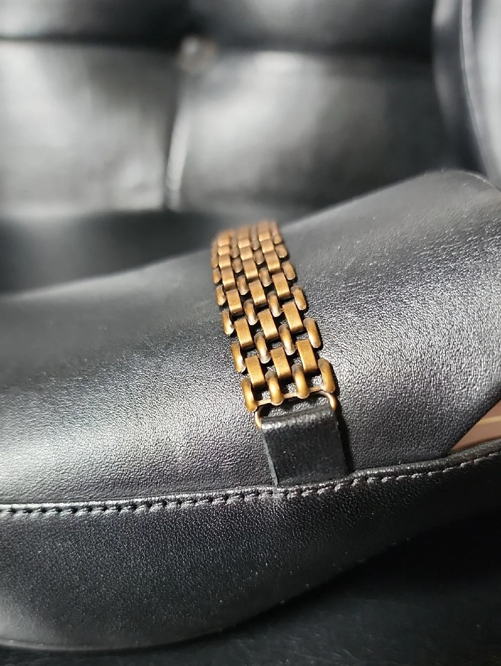 VIONIC Starling Black Leather Mules Slides Loafers Arch Support Chain Link 8.5 - Picture 4 of 12